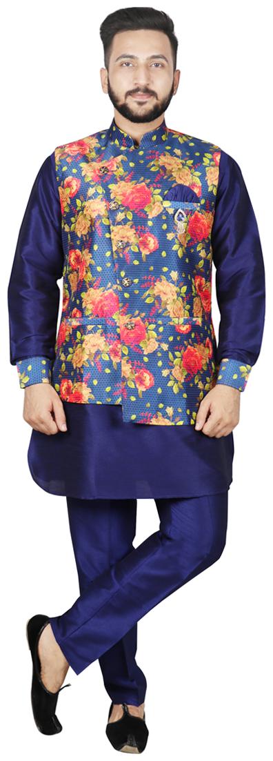 

Sg Rajasahab Men Blended Printed Kurta Pyjama Multi