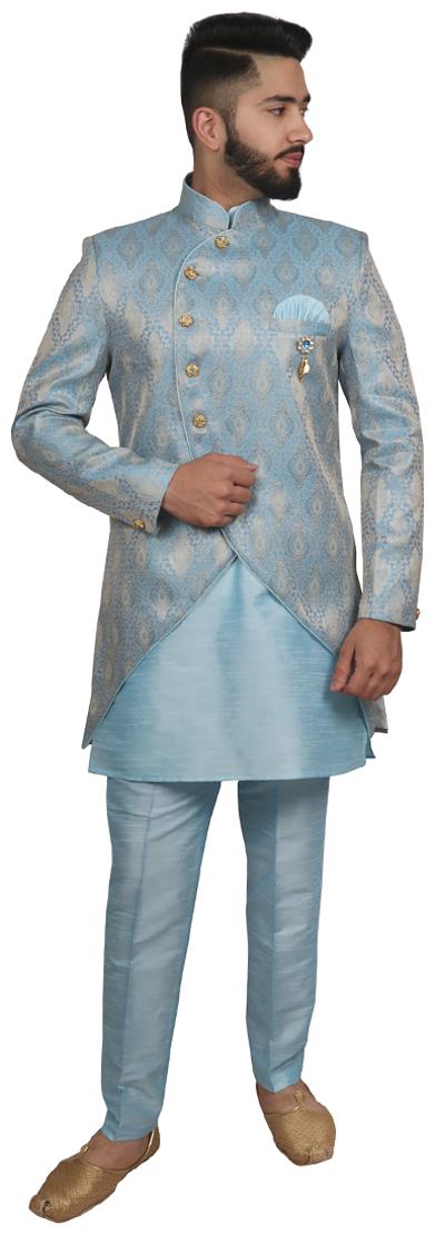 

SG RAJASAHAB Blue Kurta Pyjama with Nehru Jacket