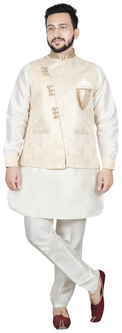 

SG RAJASAHAB Pathani Kurta Pents with Jacket For Men White color
