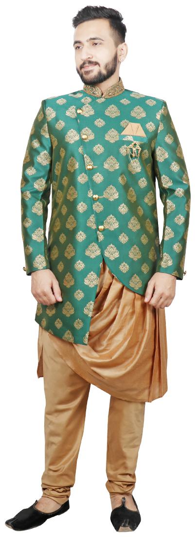 

SG RAJASAHAB Indo Kurta with Pyjama set for Men - Green