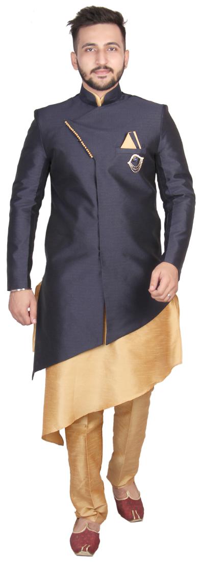 

SG RAJASAHAB Grey Kurta Pyjamas Dupion