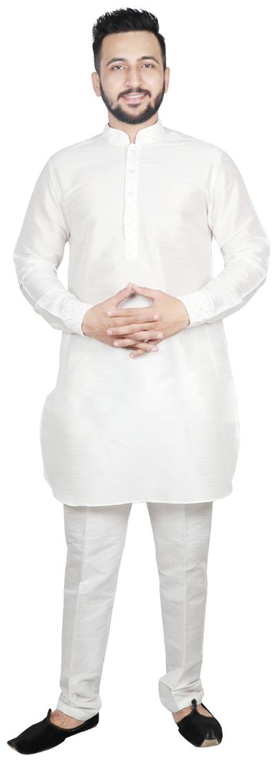 

SG RAJASAHAB Pathani Kurta with pant For Men White