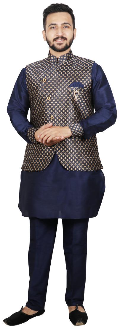 

SG RAJASAHAB Pathani Kurta pent with Jacket For Men - Blue