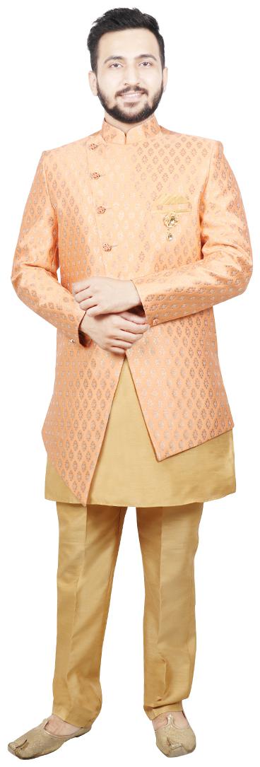 

SG RAJASAHAB Cotton Solid Kurta Pyjama Gold