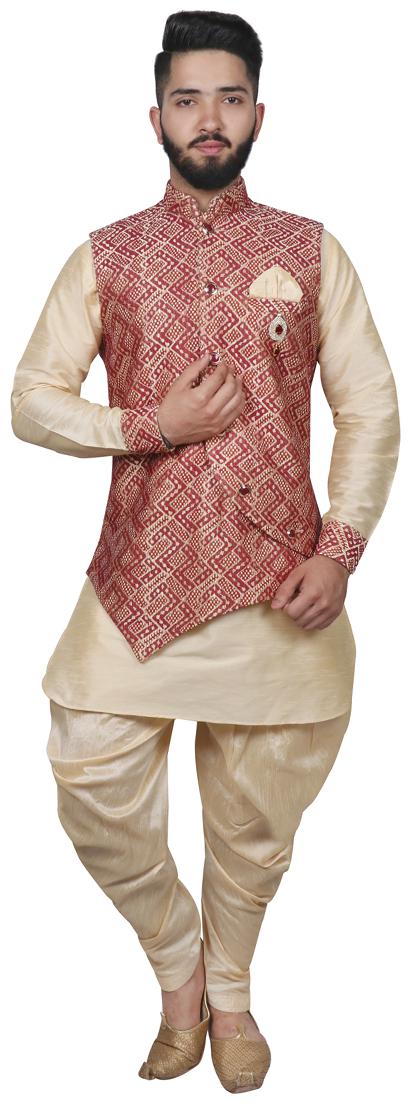 

SG RAJASAHAB Kurta Pyjama with Nehru Jacket Maroon