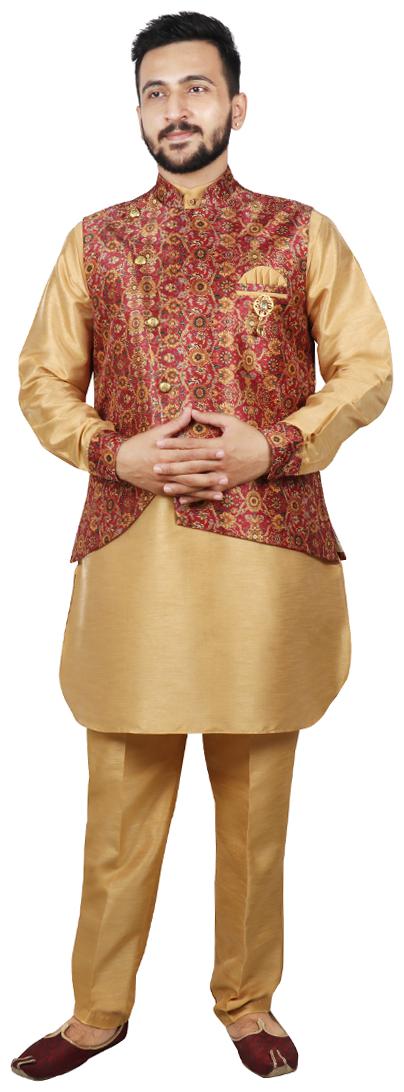 

SG RAJASAHAB Pathani Kurta pent with Jacket For Men - Maroon