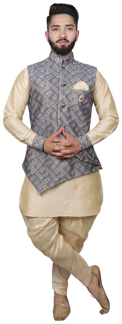 

SG RAJASAHAB Kurta Pyjama with Nehru Jacket Blue