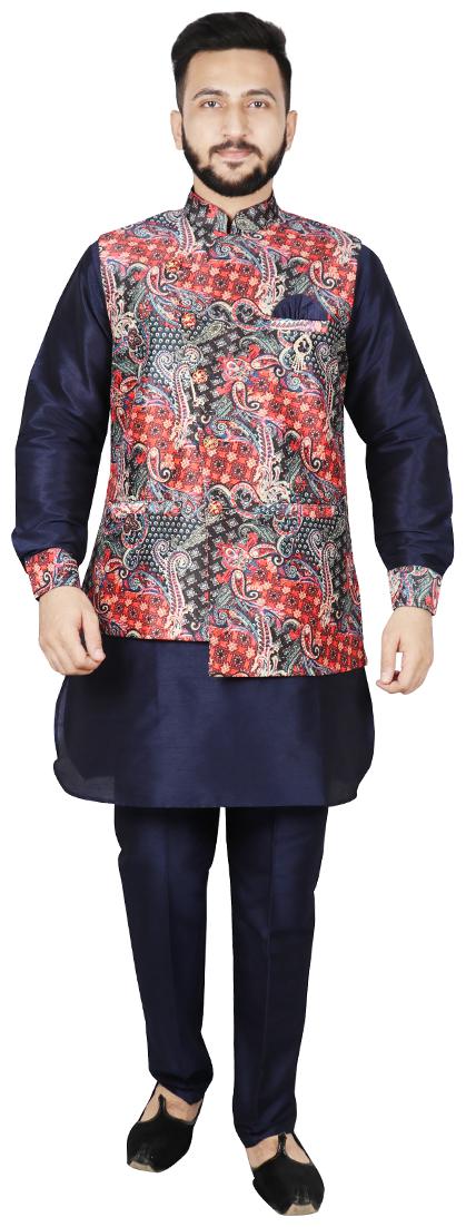 

Sg Rajasahab Men Blended Printed Kurta Pyjama Multi