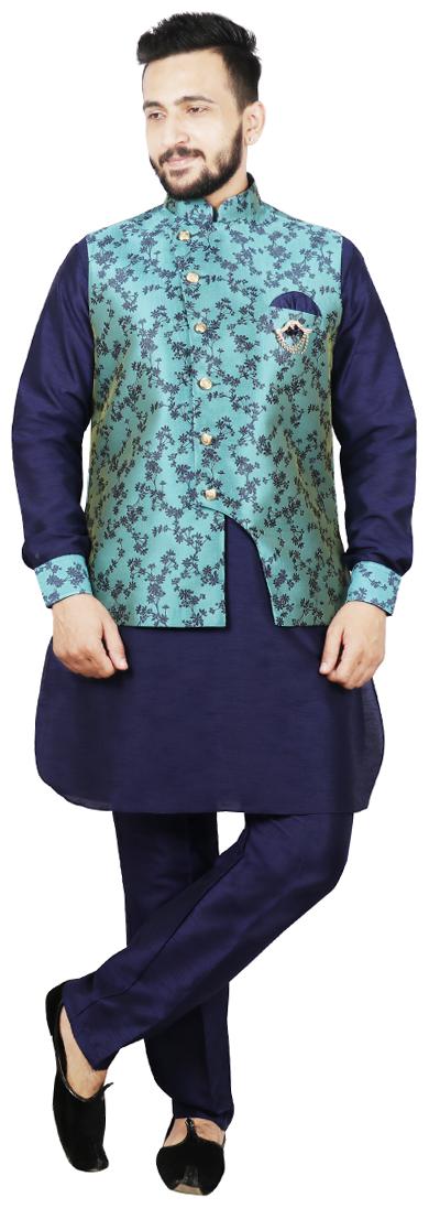 

SG RAJASAHAB Pathani Kurta pent with Jacket For Men - Blue