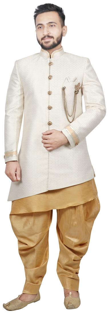 

SG RAJASAHAB Indo Kurta with Patiayala For Men Beige Cream