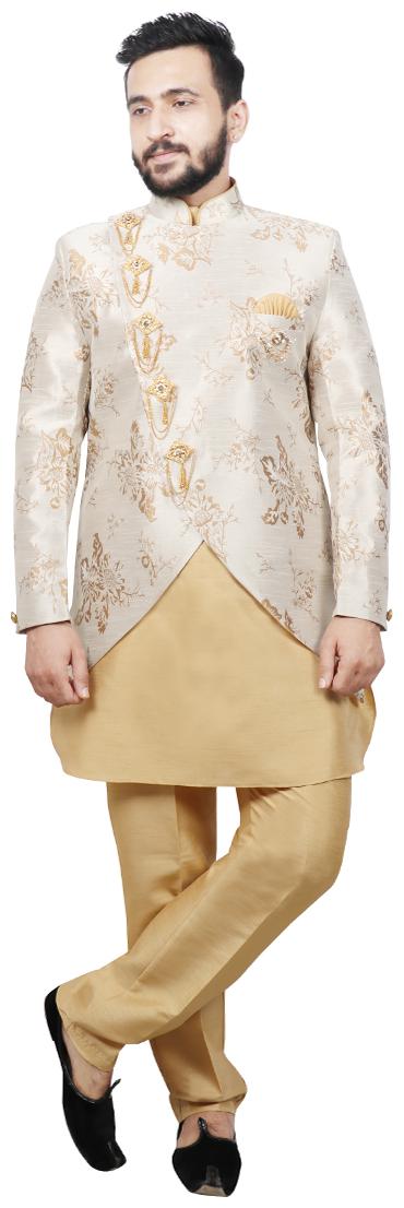 

SG RAJASAHAB Cotton Printed Kurta Pyjama With Jacket Grey