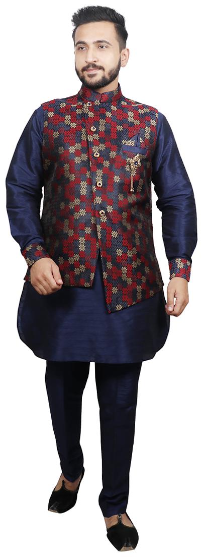 

SG RAJASAHAB Pathani kurta pants with jacket For Men - Blue