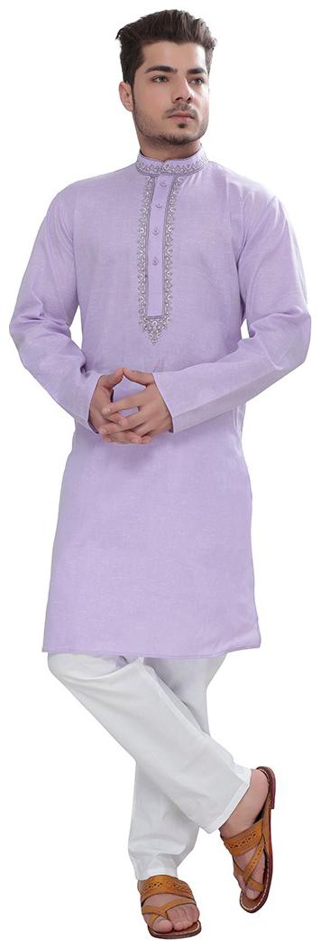 

SGLEEMAN Summer Kurta With Aligarh Pajama Emboridery Desining Neck Cotton Fabrics