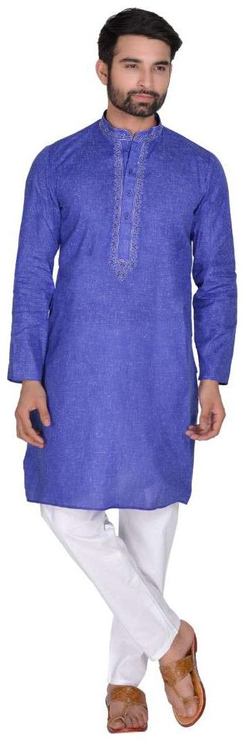 

SGLEEMAN Summer Kurta With Aligarh Pajama Emboridery Desining Neck Cotton Fabrics
