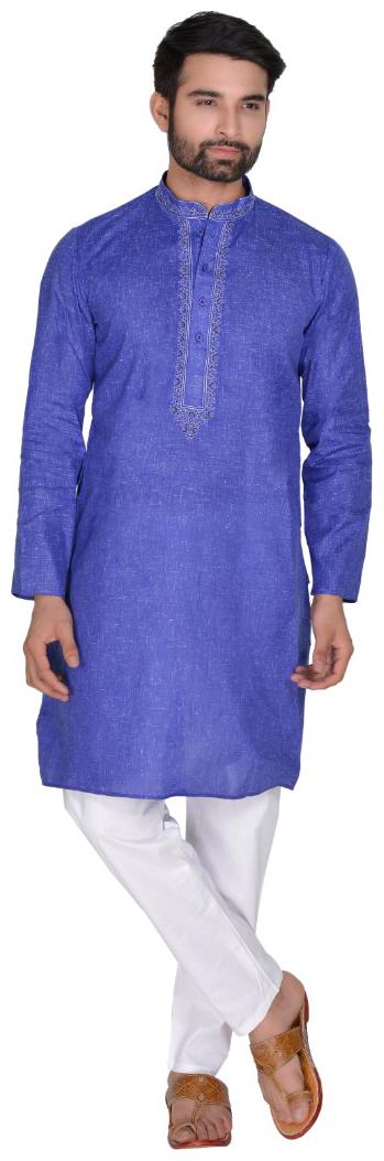 

SGLEEMAN Summer Kurta With Aligarh Pajama Emboridery Desining Neck Cotton Fabrics