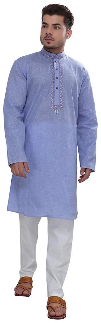 

SGLeeMen PartyWear Mens Kurta With Aligarh Pajama stylish collar with Neck emboridery Fancy Button cotton Fabrics