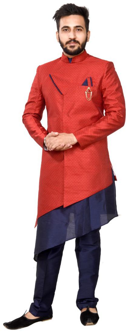 

SGPartywear Stylish kurta Churidar Pajama with stylish indo embellished Brooch single Front Pocket jakart Fabrics