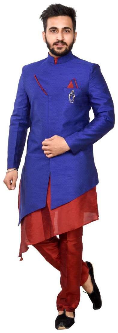 

SGPartywear Stylish kurta Churidar Pajama with stylish indo embellished Brooch single Front Pocket jakart Fabrics