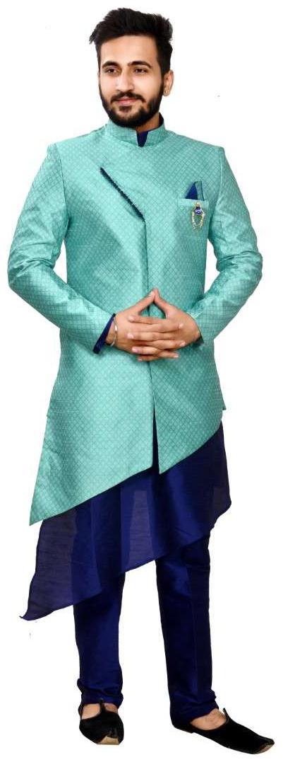 

SGPartywear Stylish kurta Churidar Pajama with stylish indo embellished Brooch single Front Pocket jakart Fabrics