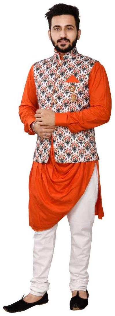 

SGPartywear Stylis Kurta Churidar Pajama with Printed Stylish Jackets embellished Brooch Fancy Button Cotton Fabrics