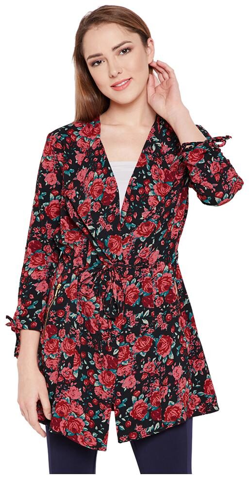 

OXOLLOXO Women Printed Bomber Jacket - Black