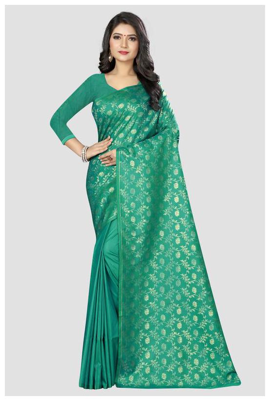 

SHARAA ETHNICA Green Woven Banarasi Regular Saree With Blouse With blouse
