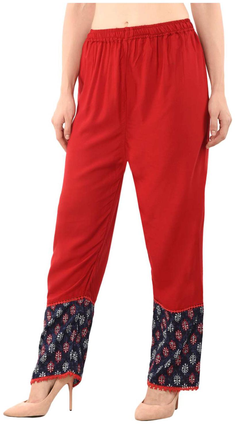 

Shararat Red Solid Straight Palazzo
