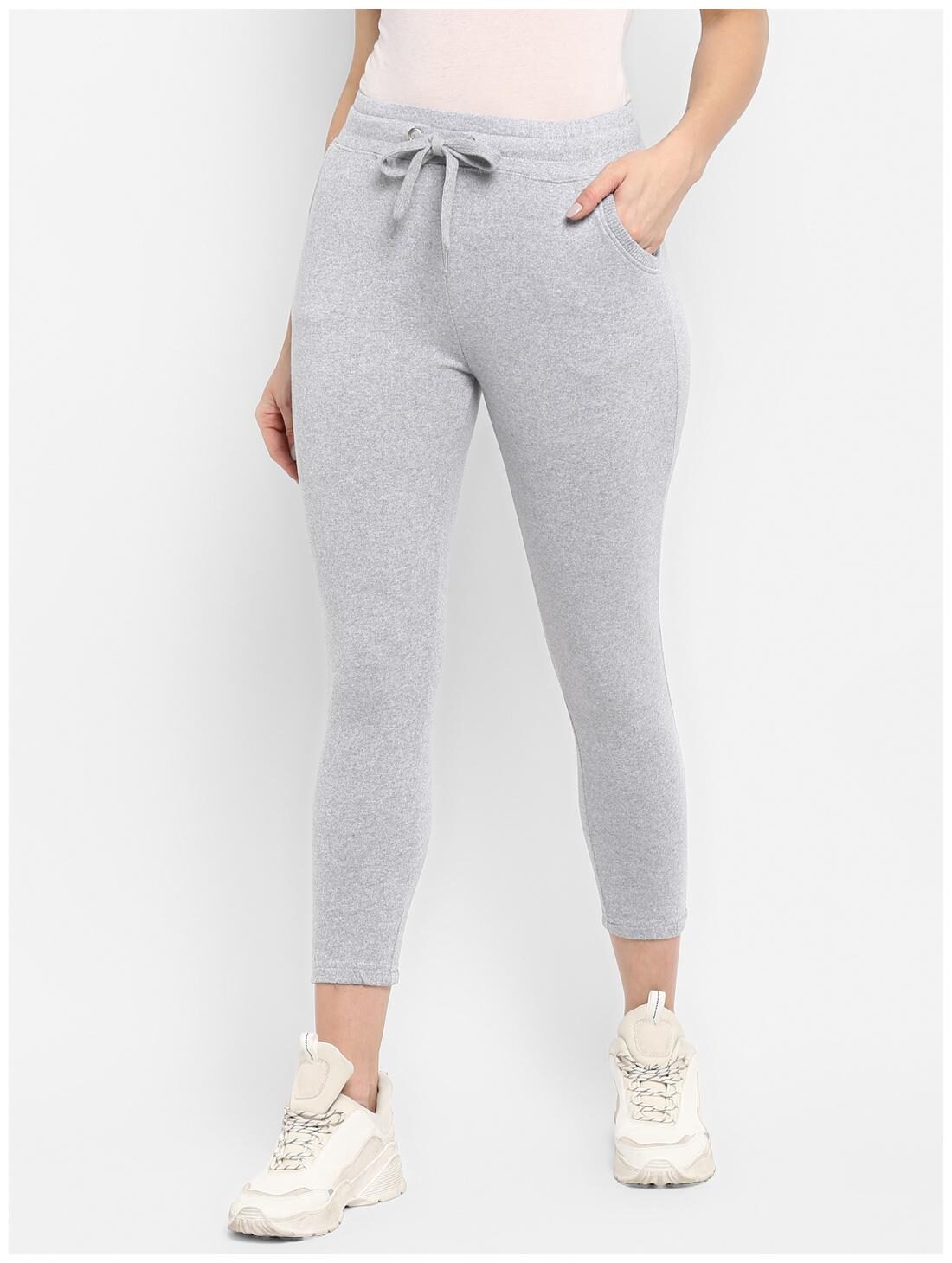

SharkTribe Solid Women Grey MelangeTrack Pants