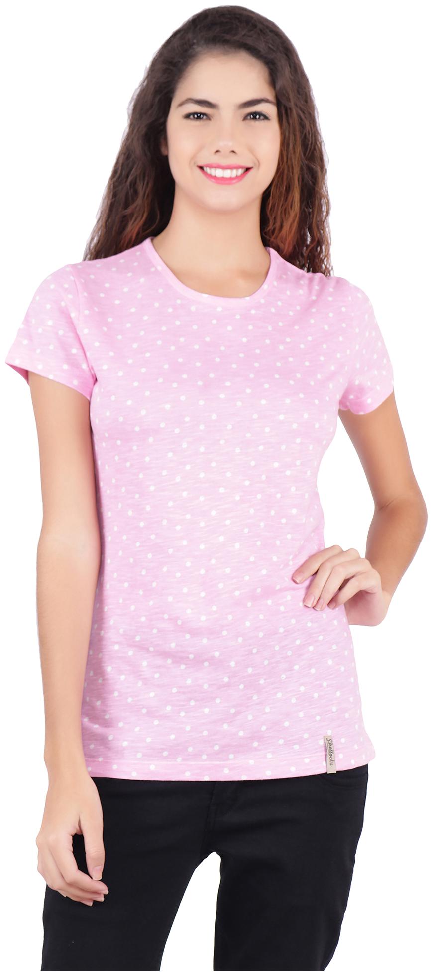 

Shellocks Women Pink Regular fit Round neck Cotton T shirt