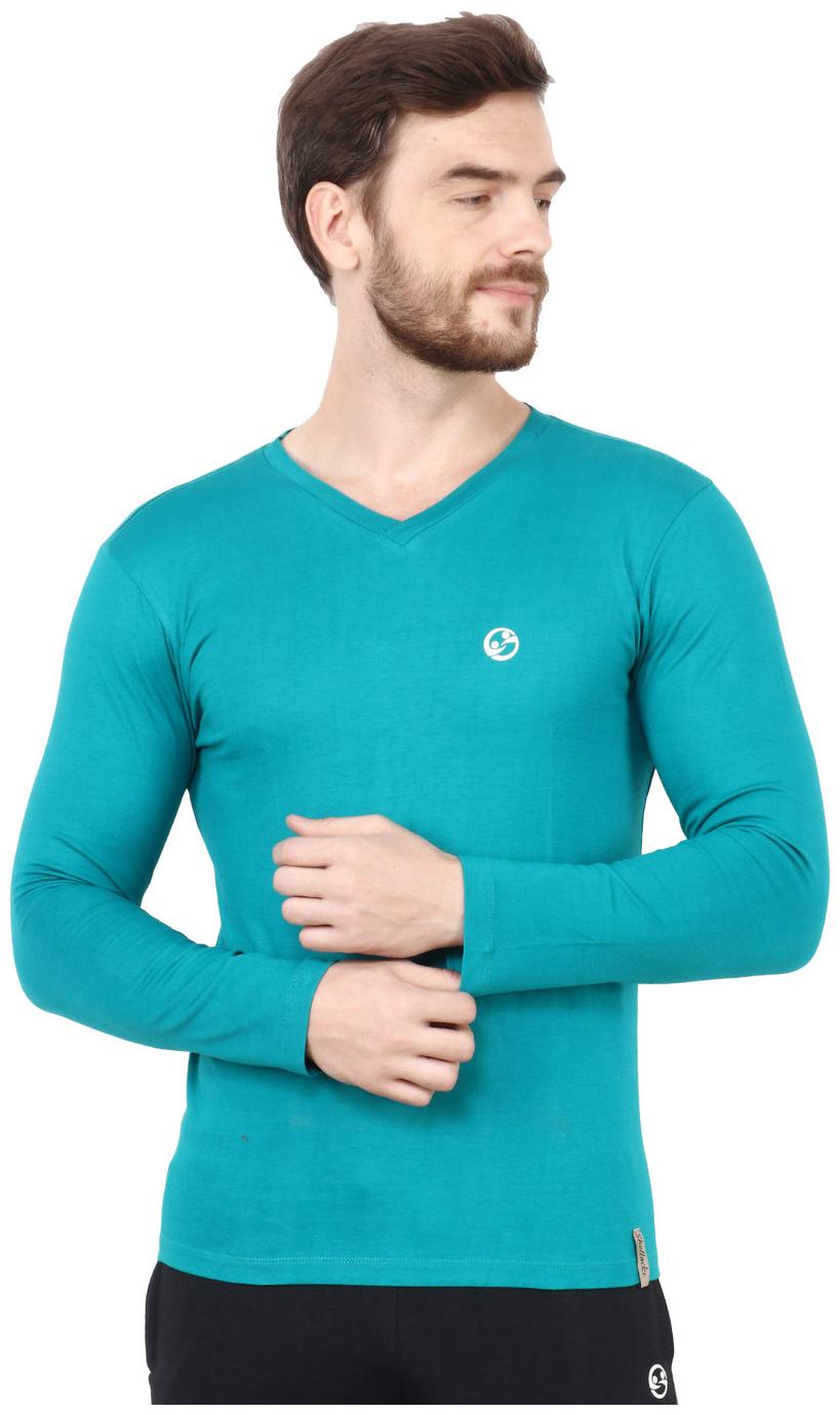 

Shellocks Men Green Regular fit Cotton V neck T-Shirt - Pack Of 1