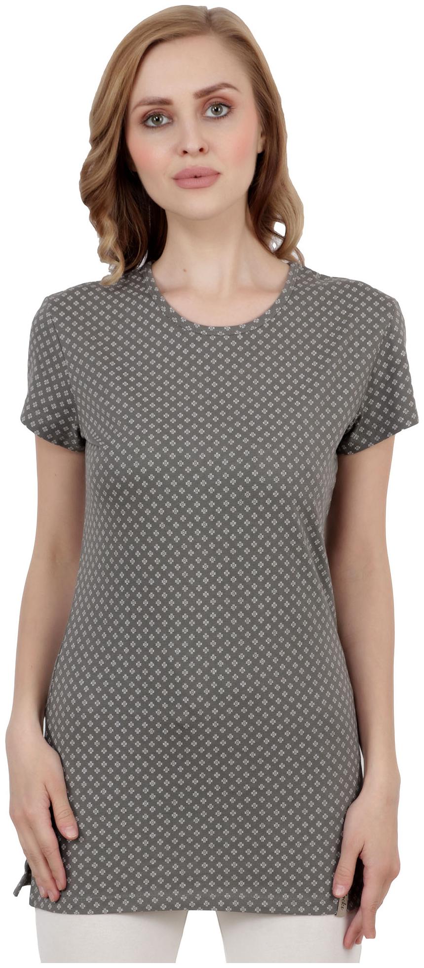 

Shellocks Women Grey Regular fit Round neck Cotton T shirt
