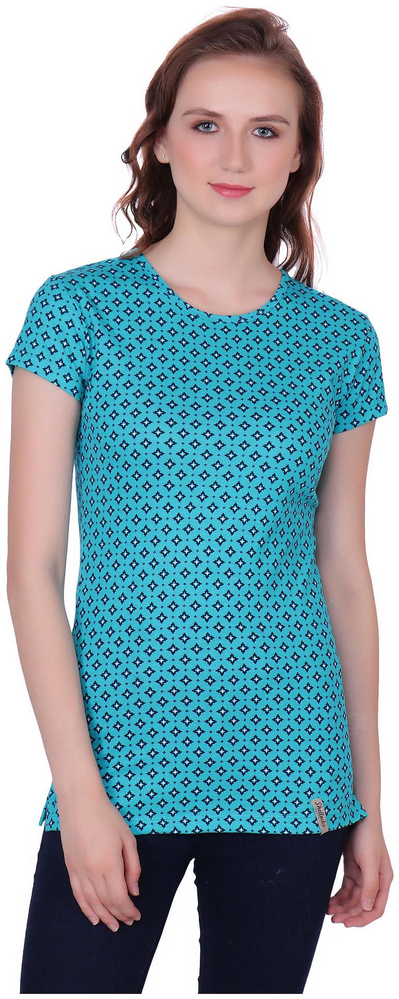 

Shellocks Women Blue Regular fit Round neck Cotton T shirt