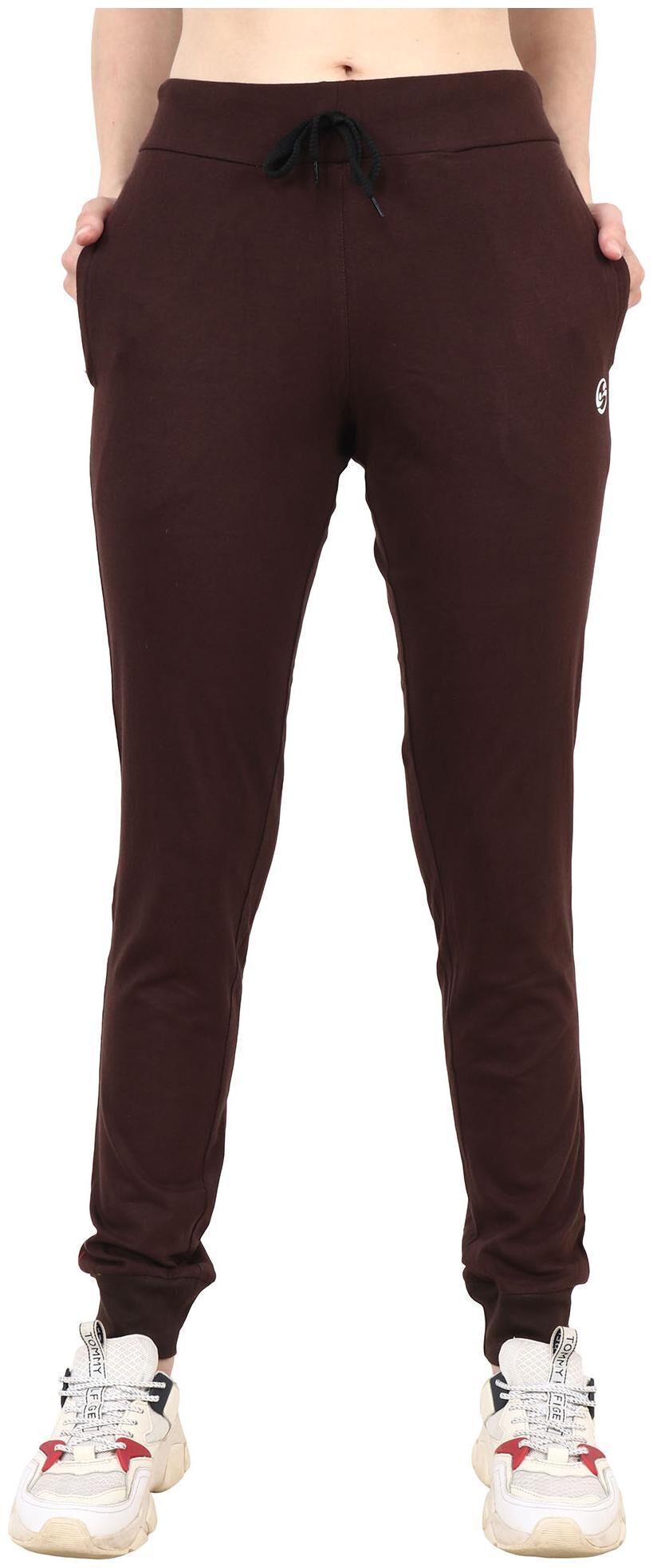 

Shellocks Solid Cotton Hosiery Brown Women Joggers with Bottom Rib