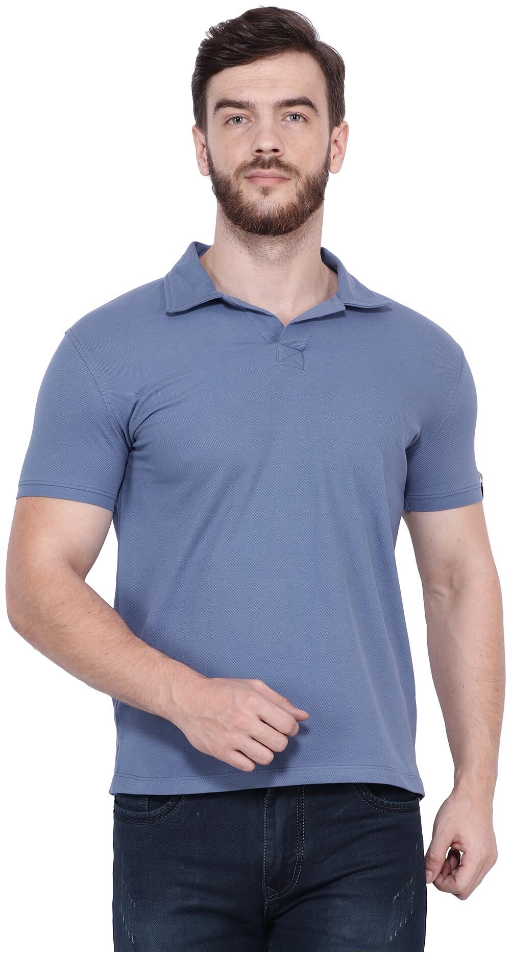

Shellocks Men Blue Regular fit Cotton Polo collar T-Shirt - Pack Of 1