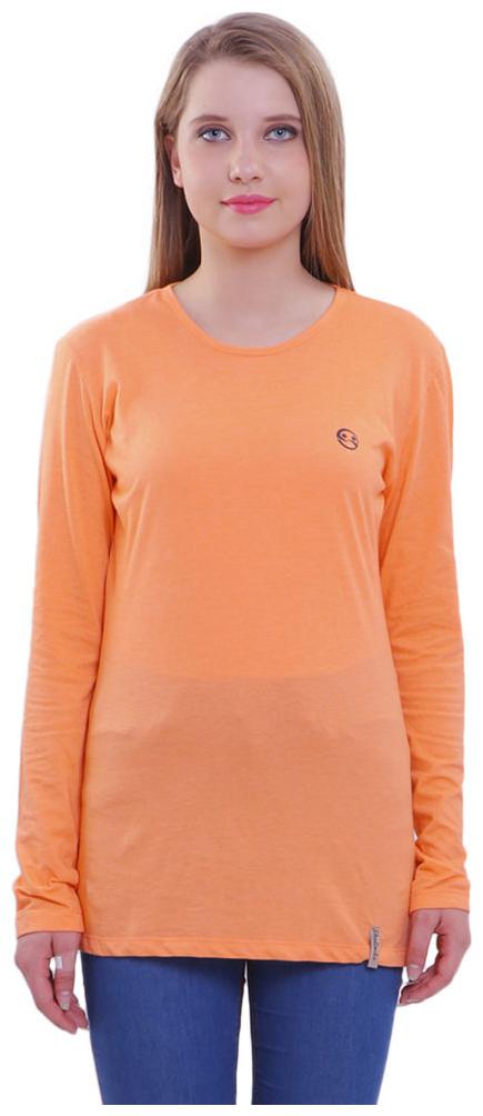 

Shellocks Women Orange Regular fit Round neck Cotton T shirt