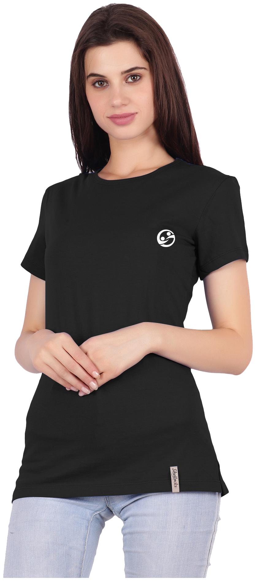 

Shellocks Women Solid Sports T-Shirt - Black