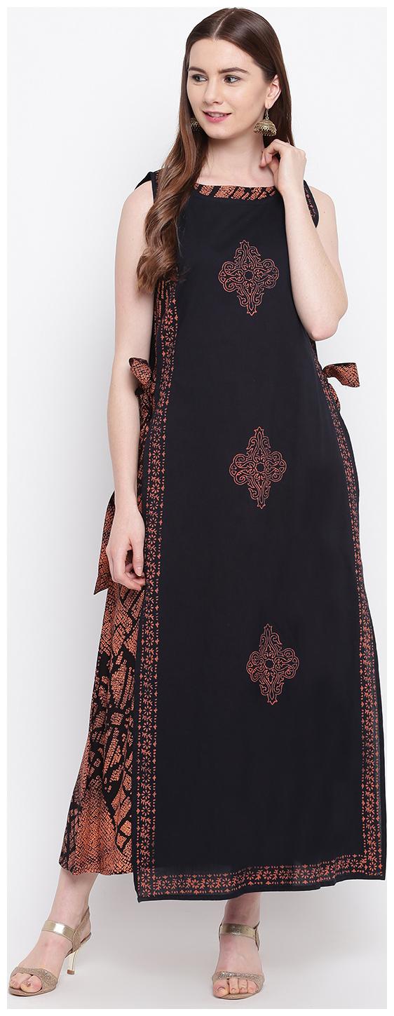 

SHERYL Women Black Abstract Straight Kurta