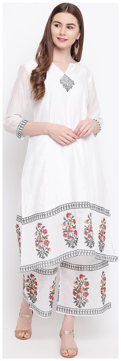 

Sheryl Cotton Straight Kurta With Pants - White