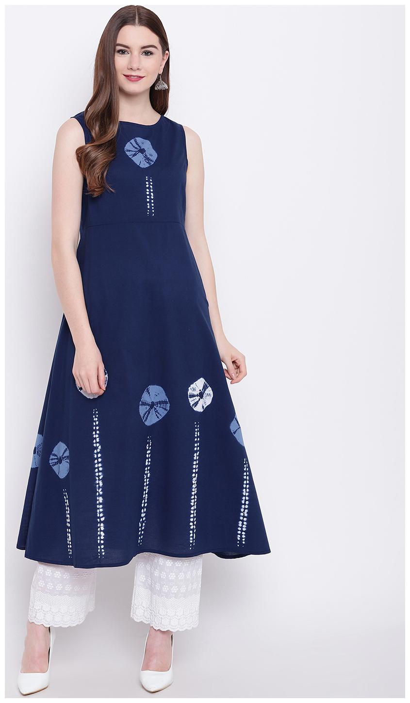 

Sheryl Dyed Side Slit Kurti Navy Blue color