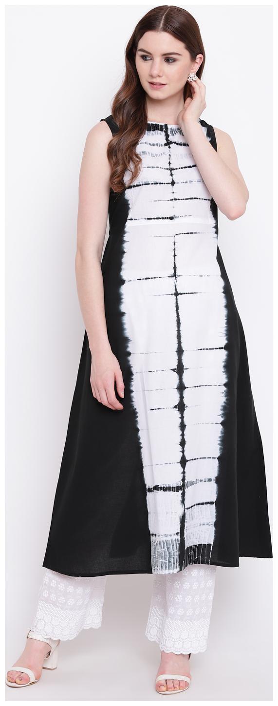 

Sheryl Dyed Side Slit Kurta Black White color