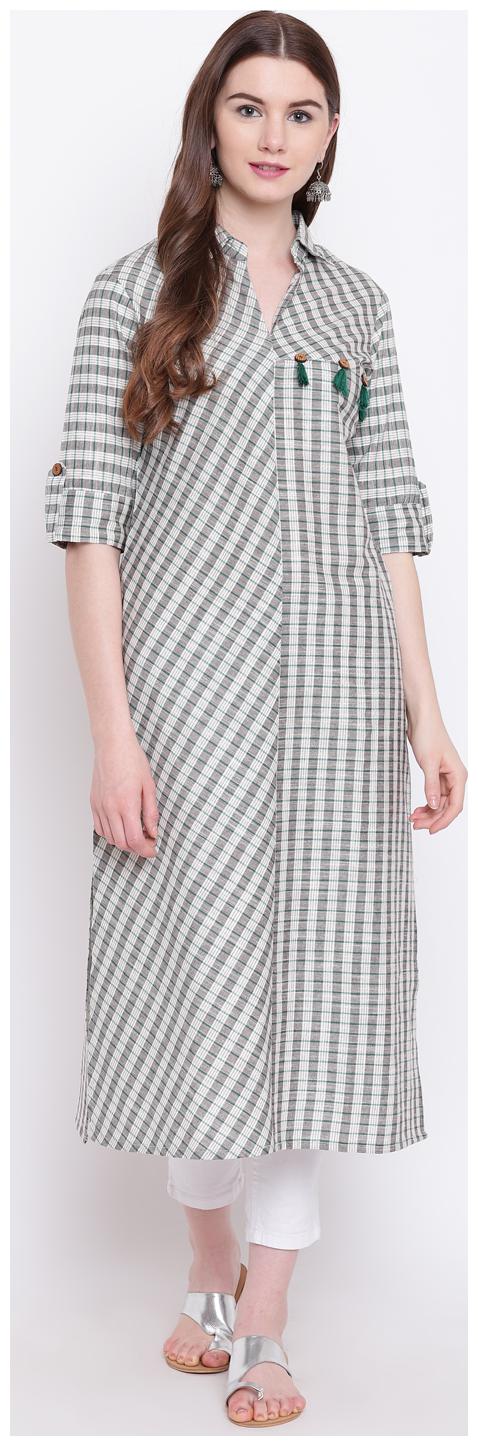 

SHERYL Women Grey Floral Straight Kurti