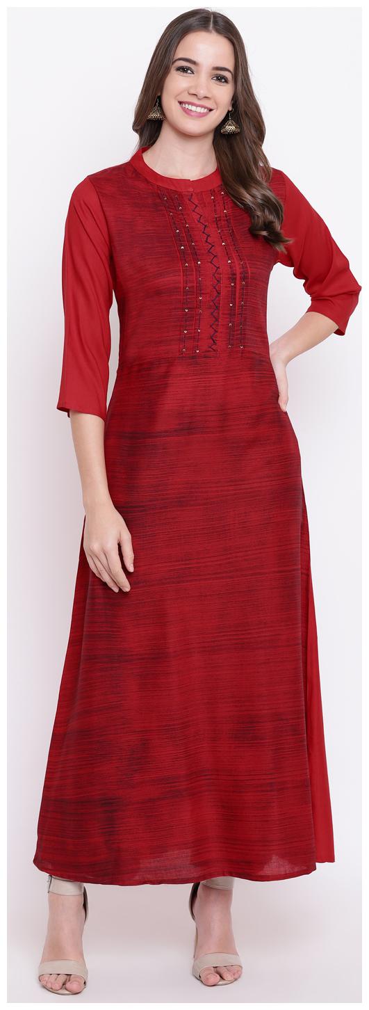 

SHERYL Women Red Printed Straight Kurta