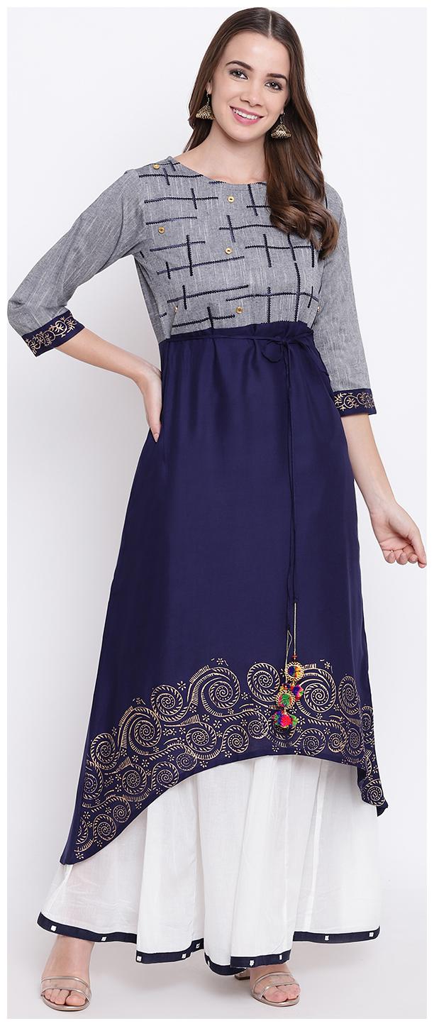 

Sheryl Solid Side Slit Kurta Blue color