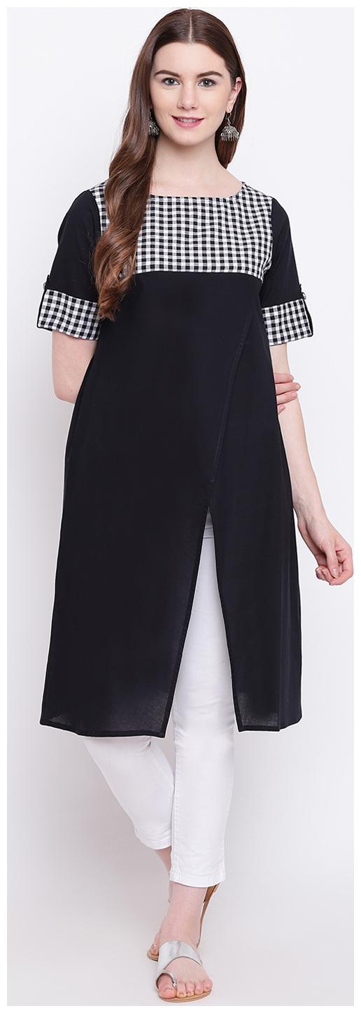 

SHERYL Women Black Solid Straight Kurti
