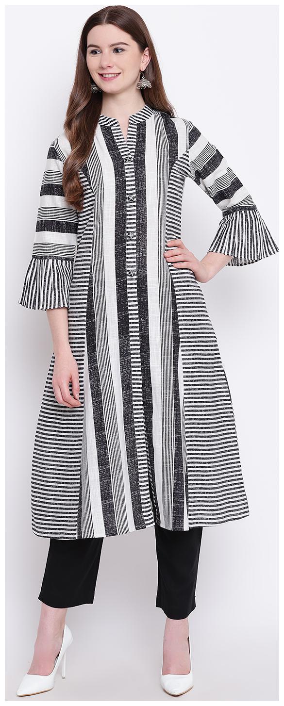 

SHERYL Women White Striped Straight Kurti