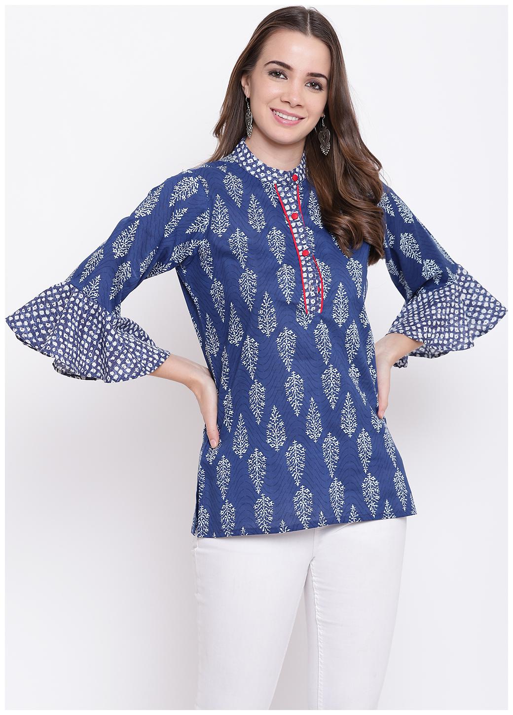 

SHERYL Women Blue Printed Straight Kurta