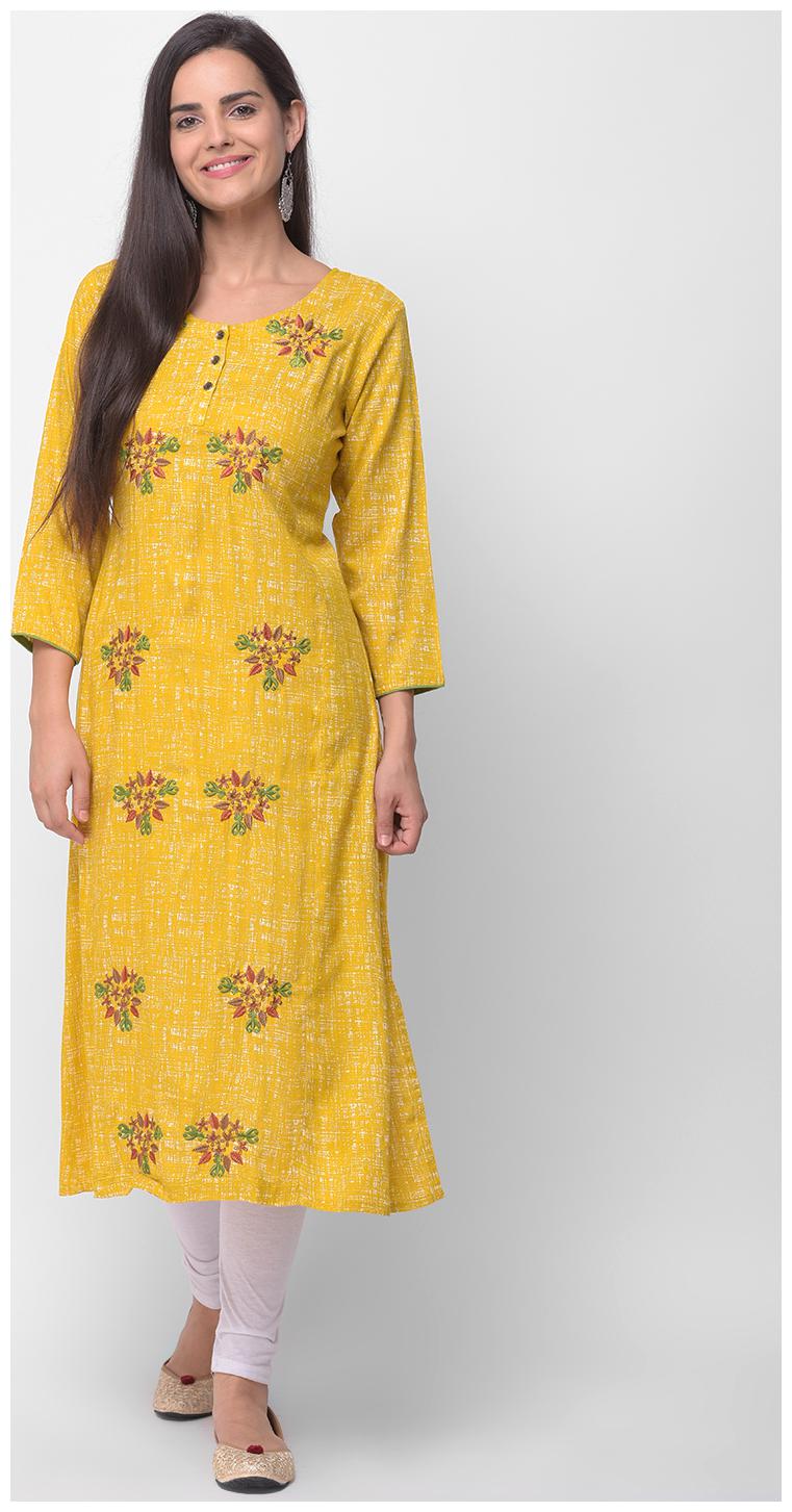 

SHERYL Women Floral Kurti Mustard