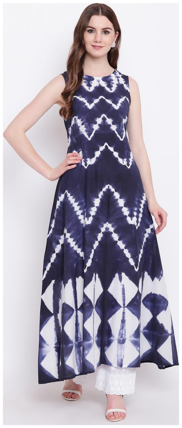 

Sheryl Women Cotton Dyed Angrakha Kurta Navy Blue