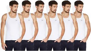 SHIBA Pack of 6 Sleeveless Round Neck Men Vest - White