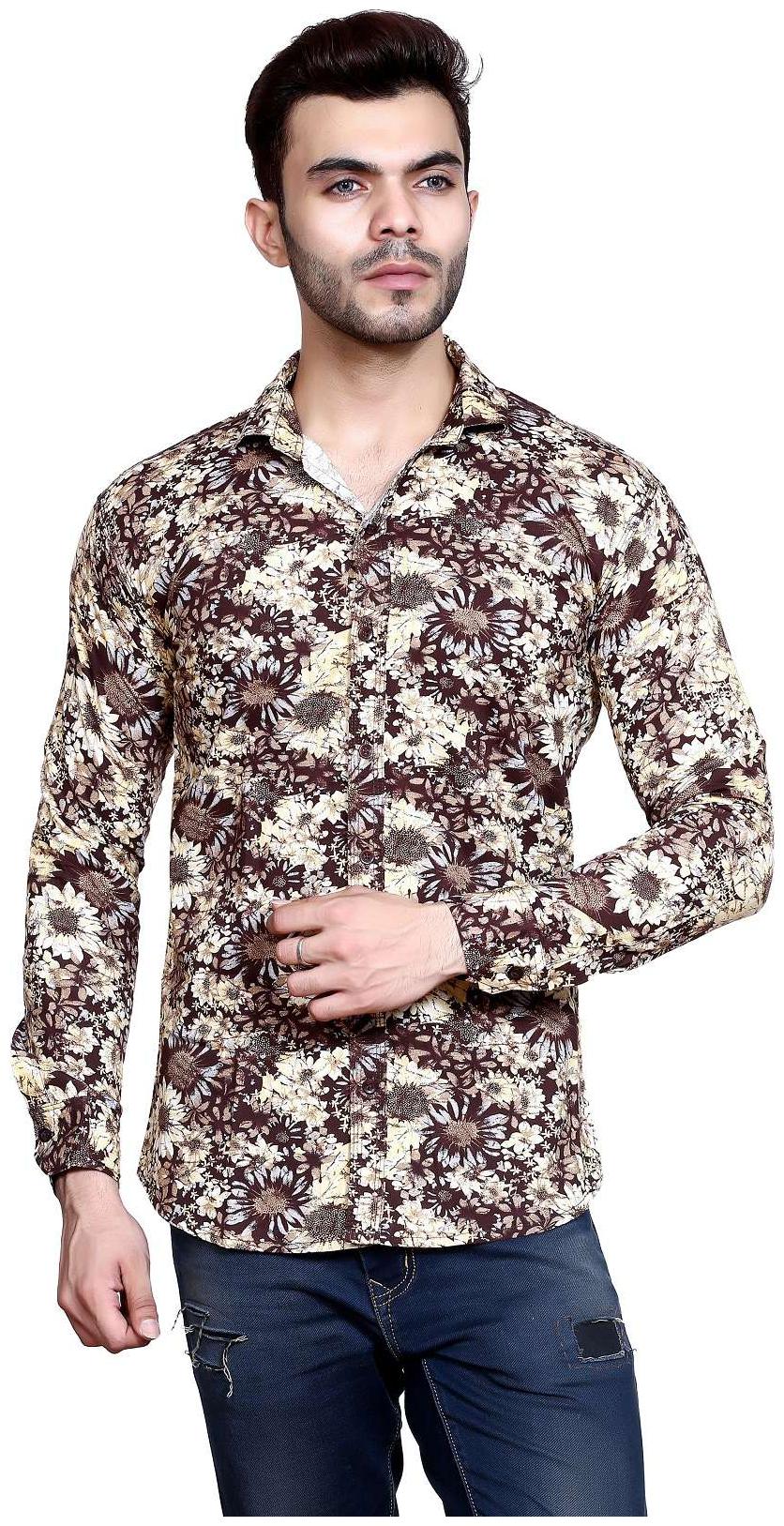 

Mesh Men Brown Solid Regular Fit Casual Shirt
